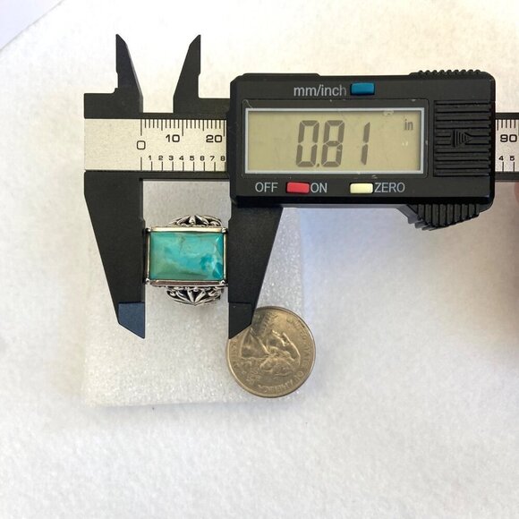 BARSE Sterling Silver 925 Heavy Chunky Scrollwork Turquoise Cabochon Ring Sz 8.5 - Picture 15 of 16